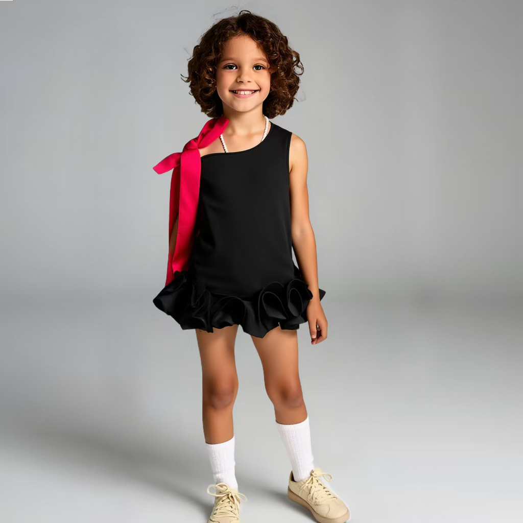 SCUBA KNIT Bow Sleeveless Midi Dresses - Black - 6Y - image 23