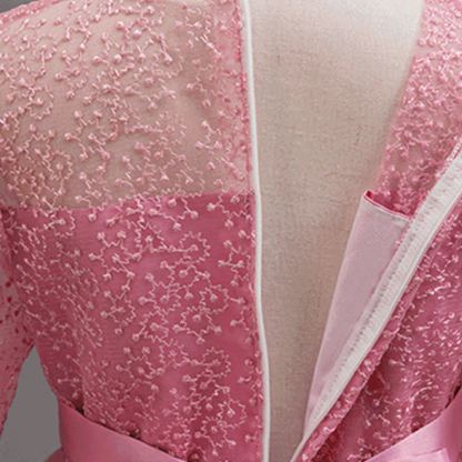 Mesh Lace Rosette Long Sleeve Maxi Dresses - image 10