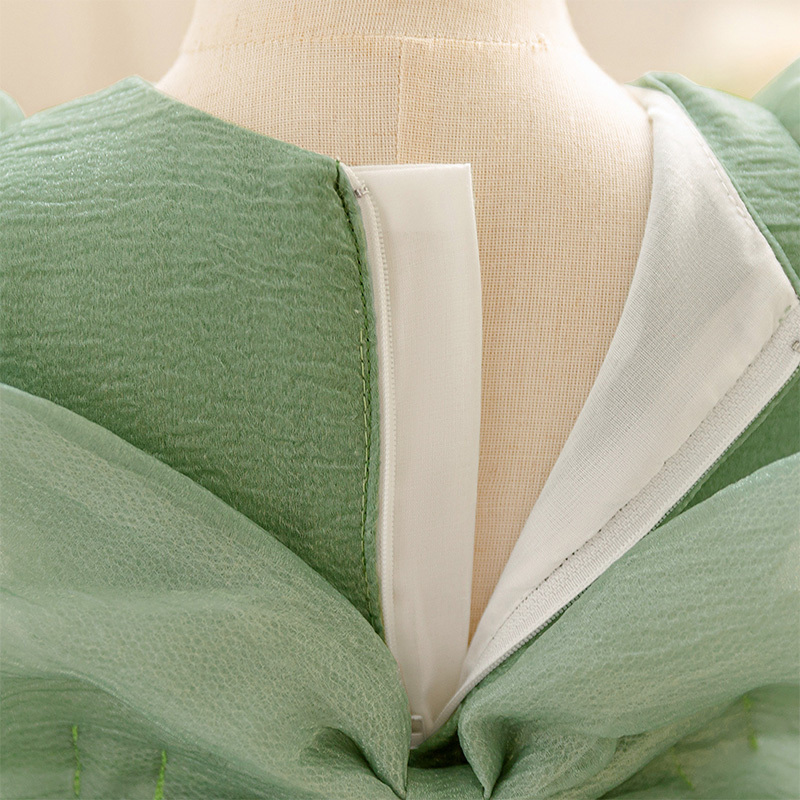 Organza Cotton-Blend Bow Ruched Short Sleeve Regular Dresses - image 25