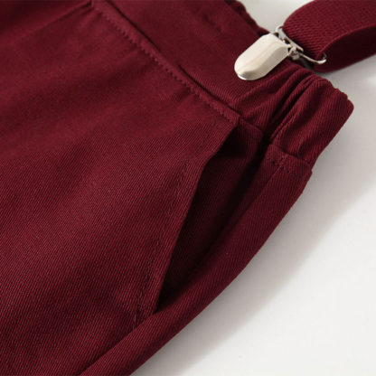 Cotton-blend Bow Overalls Long Sleeve Regular Two-piece Set - image 28