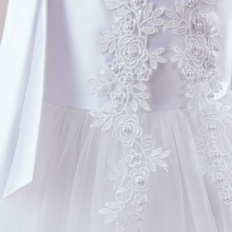 Satin & Mesh Bow Pearl Floral-embroidered Sleeveless Maxi Dresses - image 22