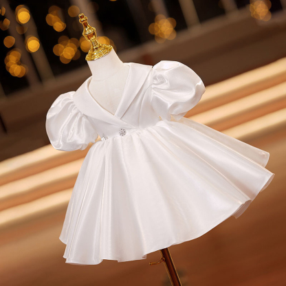 Satin Bow Short Sleeve Midi Dresses - image 3