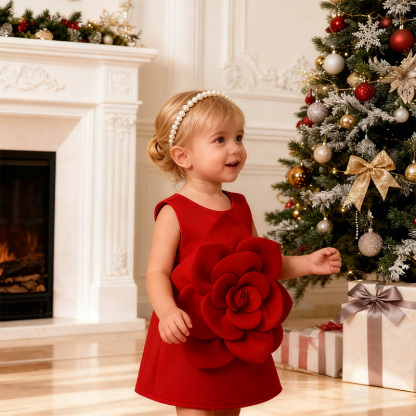 Scuba Knit Rosette Sleeveless Regular Dresses - image 24