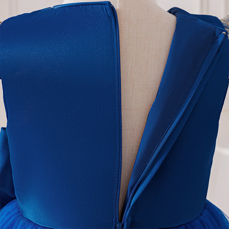 Mesh Lace Bow Long Sleeve Maxi Dresses - image 21