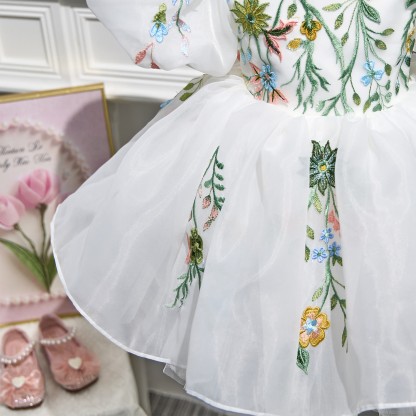 Organza Applique Short Sleeve Midi Dresses - image 11