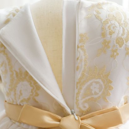 Mesh Folds Bow Cap Sleeve Midi Dresses - image 8