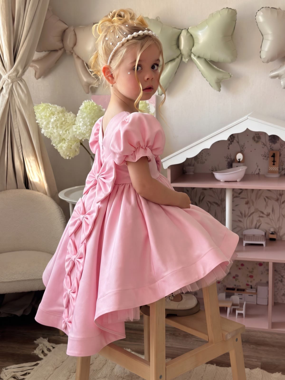 Satin Bow Sleeveless Short Dresses - image 4