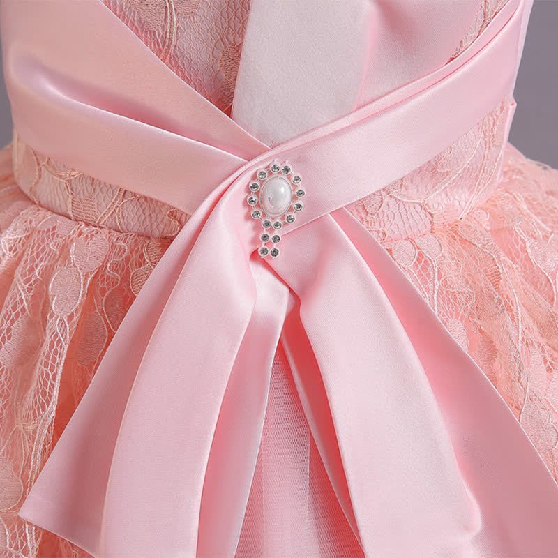 Satin Lace Bow Sleeveless Mid-long Dresses - image 6