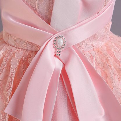 Satin Lace Bow Sleeveless Mid-long Dresses - image 6