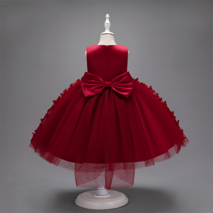 Mesh Bow Rosette Short Sleeve Mid-long Dresses - image 17