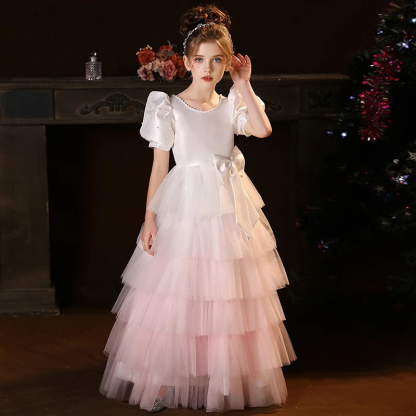 Mesh Bow Folds Short Sleeves Maxi Dresses - image 3