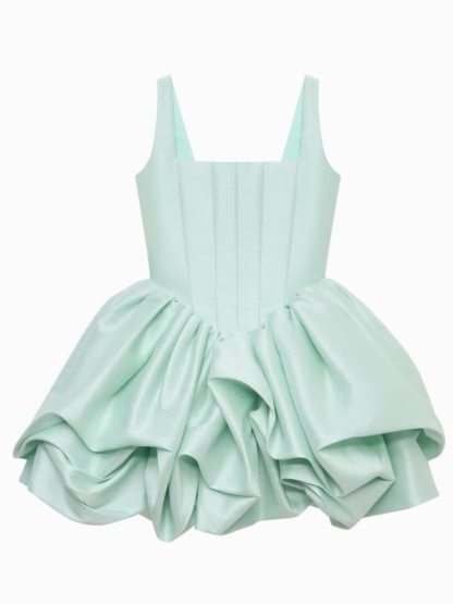Satin Ruched Sleeveless Short Dresses - image 4