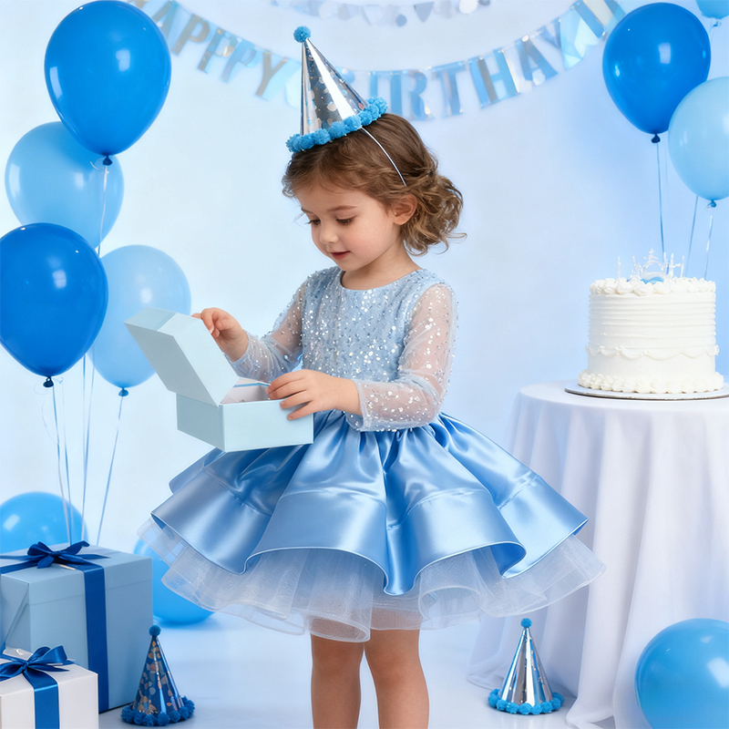 Satin Folds Sequins Long Sleeve Midi Dresses - image 14