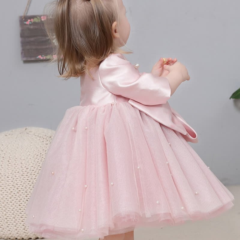 Satin Bow Long Sleeve Midi Dresses - image 5