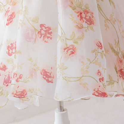 Organza Bow Split Joint Printing Short Sleeve Midi Dresses - image 6