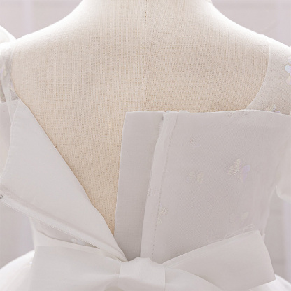 Mesh Bow Short Sleeve Midi Dresses - image 7