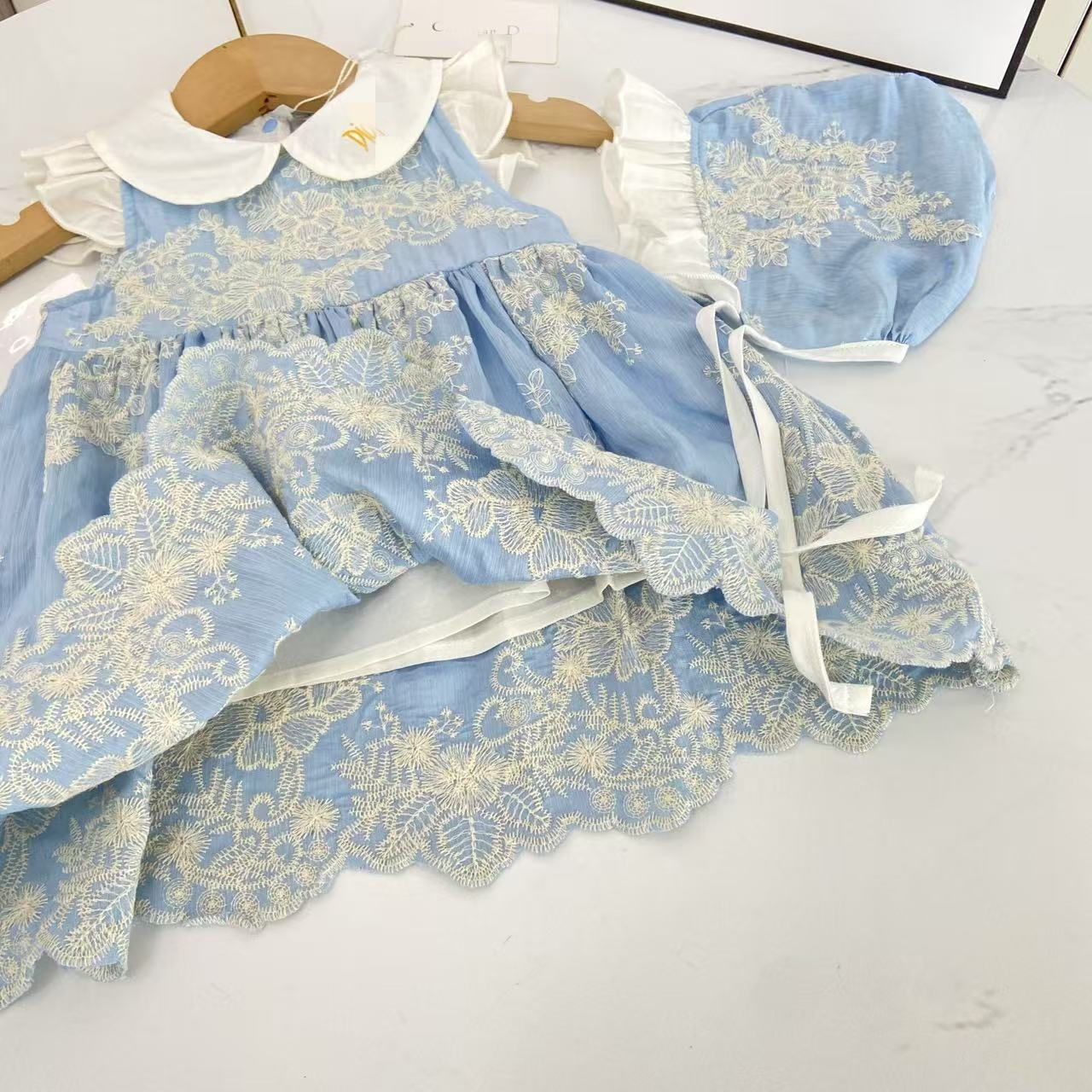 100% Cotton Embroidery Cap Sleeve Midi Dresses - image 5