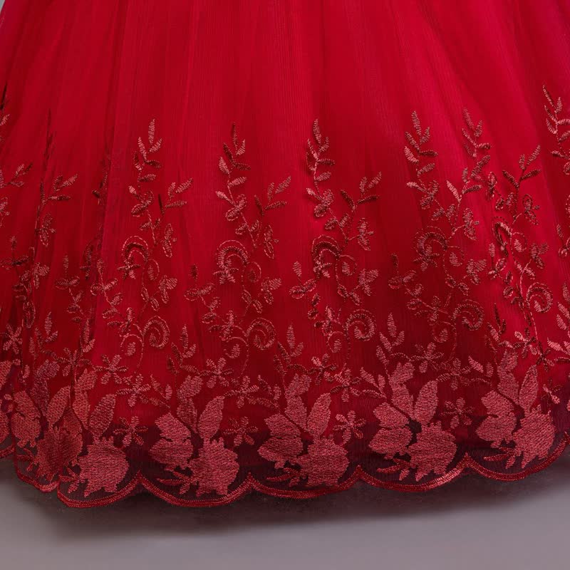 Embroidery Mesh Rosette Crystal Long Sleeve Maxi Dresses - image 23