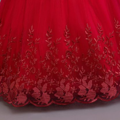 Embroidery Mesh Rosette Crystal Long Sleeve Maxi Dresses - image 23