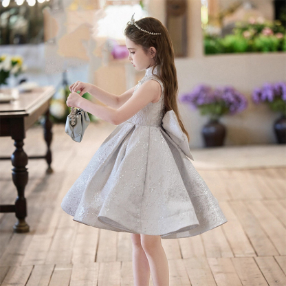 Jacquard Bow Imitation Pearls Sleeveless Midi Dresses - image 6