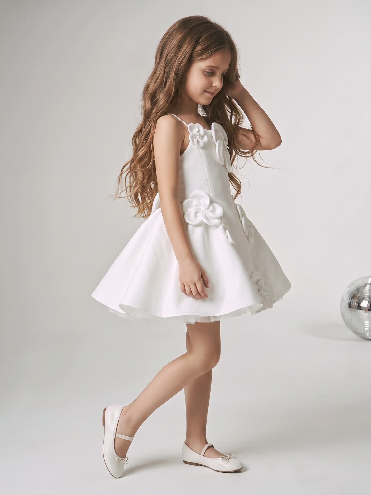 Satin Rosette Sleeveless Short Dresses - image 8
