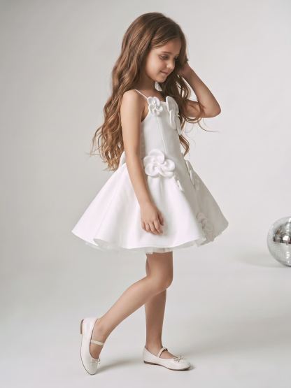 Satin Rosette Sleeveless Short Dresses - image 8