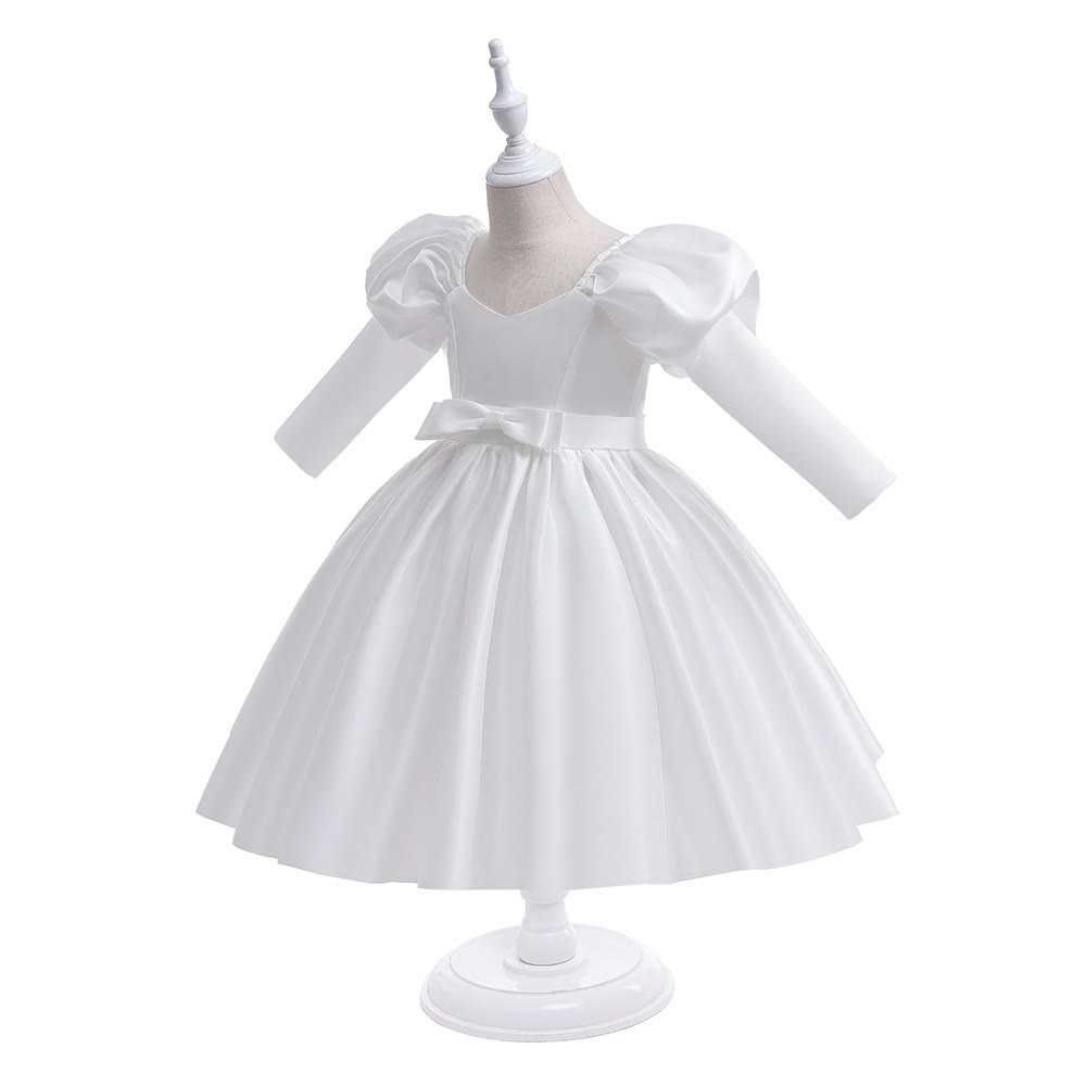 Satin Bow Long Sleeve Midi Dresses - image 24