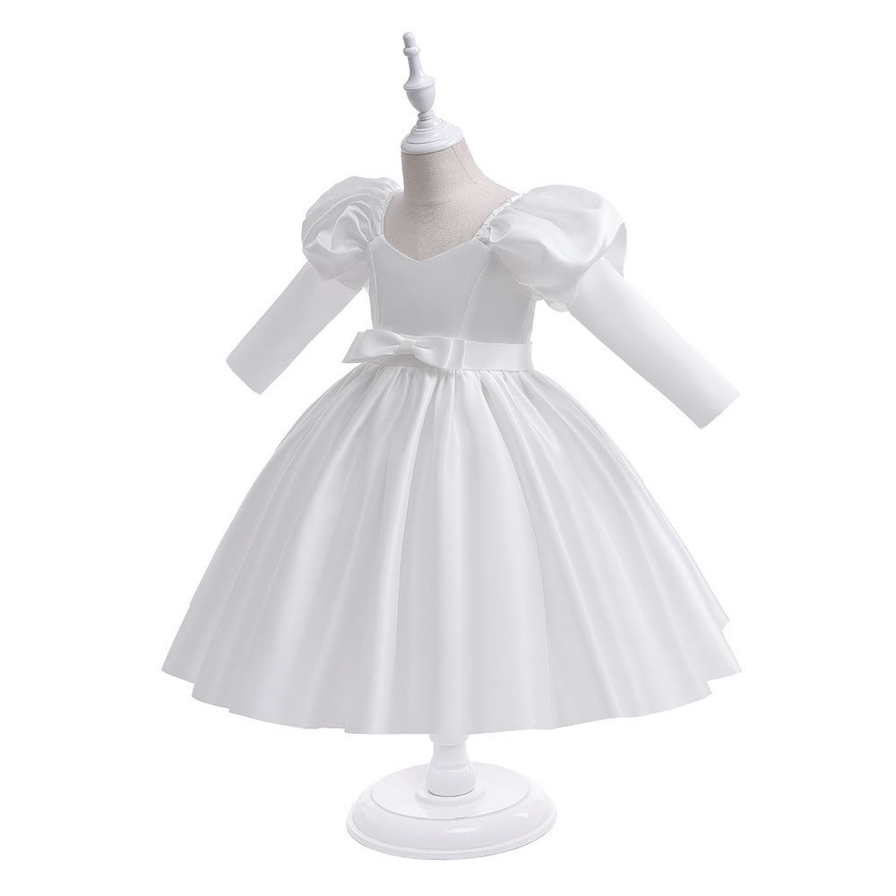 Satin Bow Long Sleeve Midi Dresses - image 24