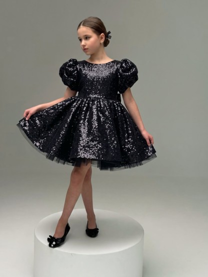 Glitter Bow Short Sleeve Short Dresses - image 3
