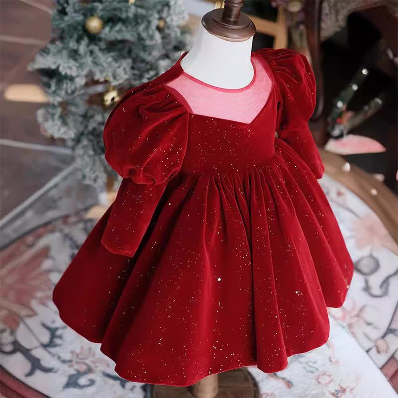 Velvet Glitter Long Sleeve Mid-long Dresses - image 4