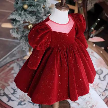 Velvet Glitter Long Sleeve Mid-long Dresses - image 4