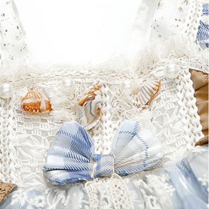 Chemical Fiber Blend Fuzzy Ball  Lace Edge  Bow  Embroidery Sleeveless Short Dresses - image 8