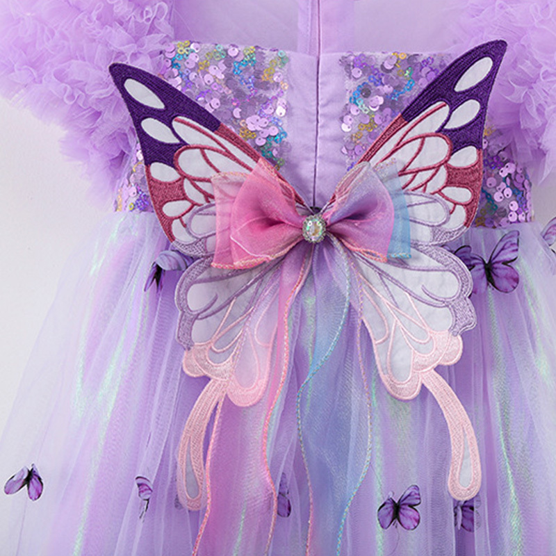 Mesh Butterfly Sequins Short Sleeve Midi Dresses - image 10