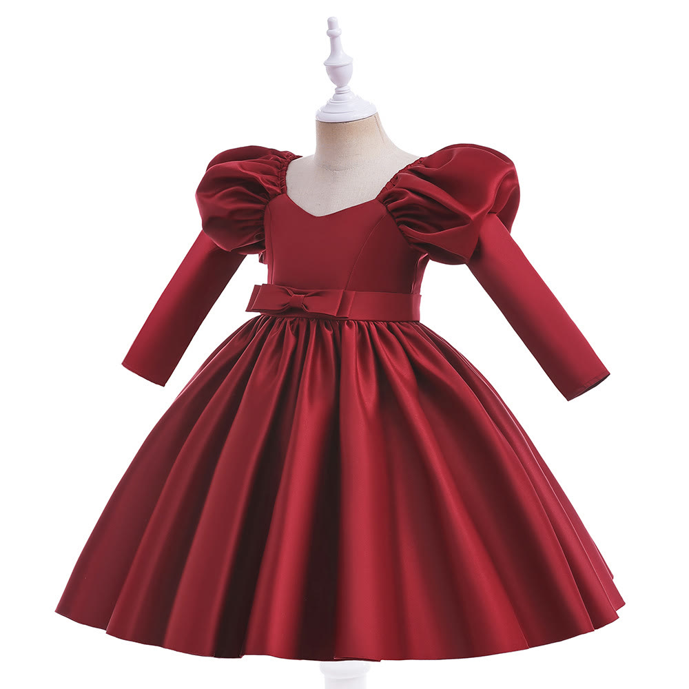 Satin Bow Long Sleeve Midi Dresses - image 11
