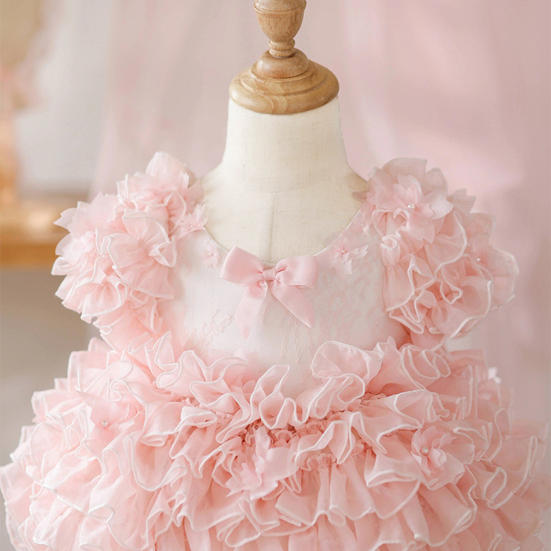 Lace Folds Bow Short Sleeve Short Dresses - image 4