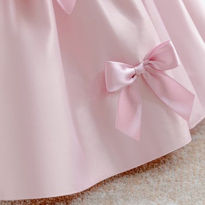 Satin Bow Short Sleeve Midi Dresses - image 8