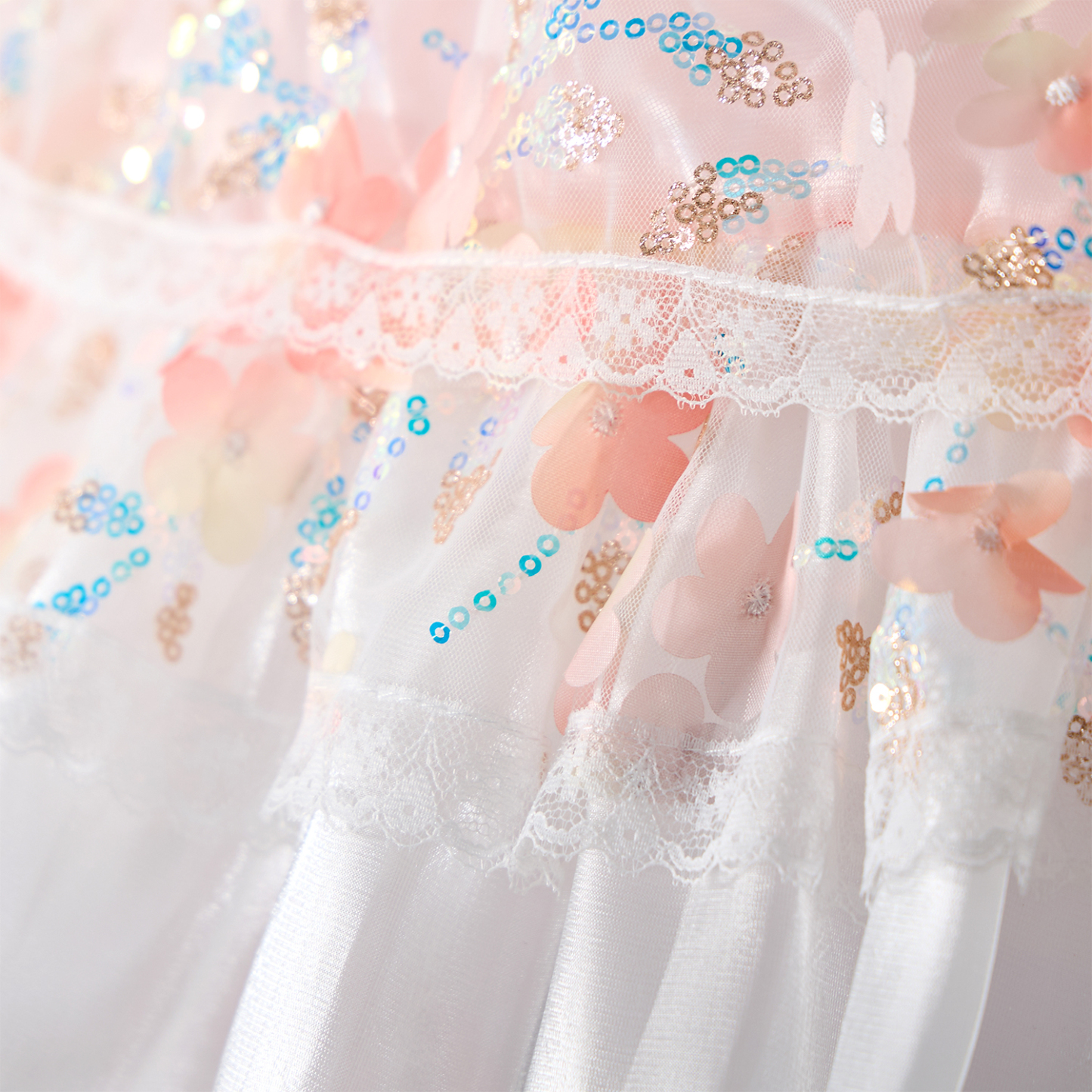 Mesh Applique Sleeveless Short Dresses With Bow Train - image 16