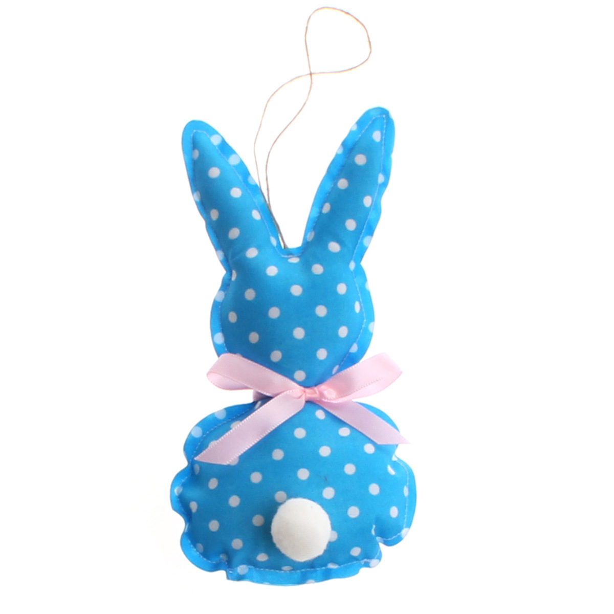 Polka Dots Fuzzy Ball Bunny Doll Toys - Blue Base with Polka Dots - image 9