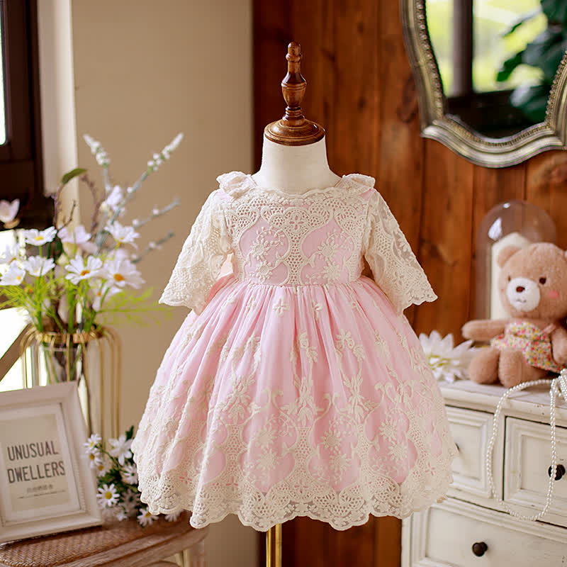 Lace Bow Half Sleeve Midi Two-piece Set - image 5