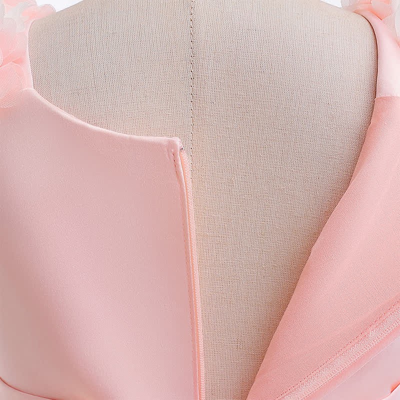 Satin & Mesh Rosette Sleeveless Mid-long Dresses - image 42