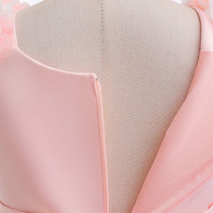 Satin & Mesh Rosette Sleeveless Mid-long Dresses - image 42