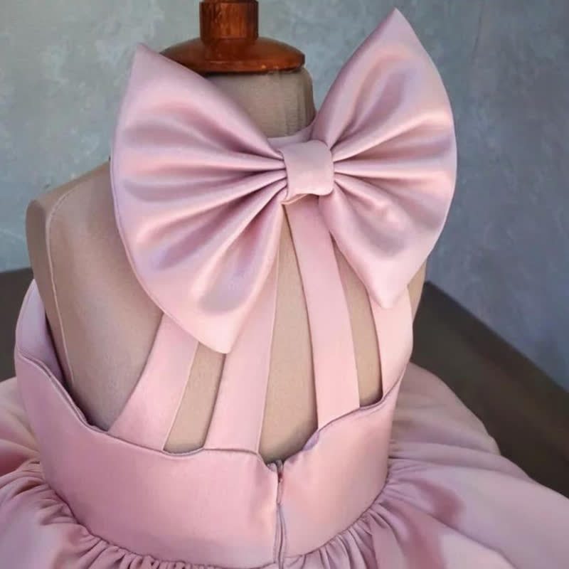 Satin & Mesh Split Joint Bow Sleeveless Midi Dresses - image 5