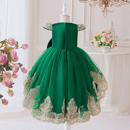 Mesh Lace Bow Long Sleeve Maxi Dresses - image 27