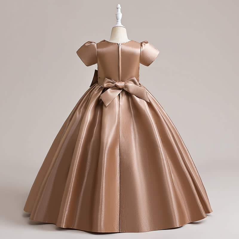 Satin  Rosette Cap Sleeve Maxi Dresses - image 18