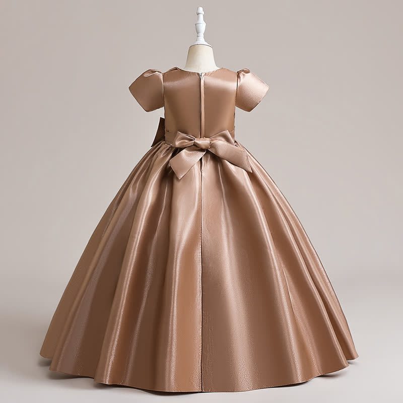 Satin  Rosette Cap Sleeve Maxi Dresses - image 18