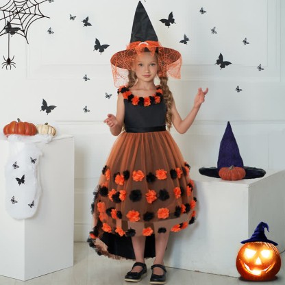 Satin & Mesh Rosette Sleeveless Mid-long Dresses - image 8