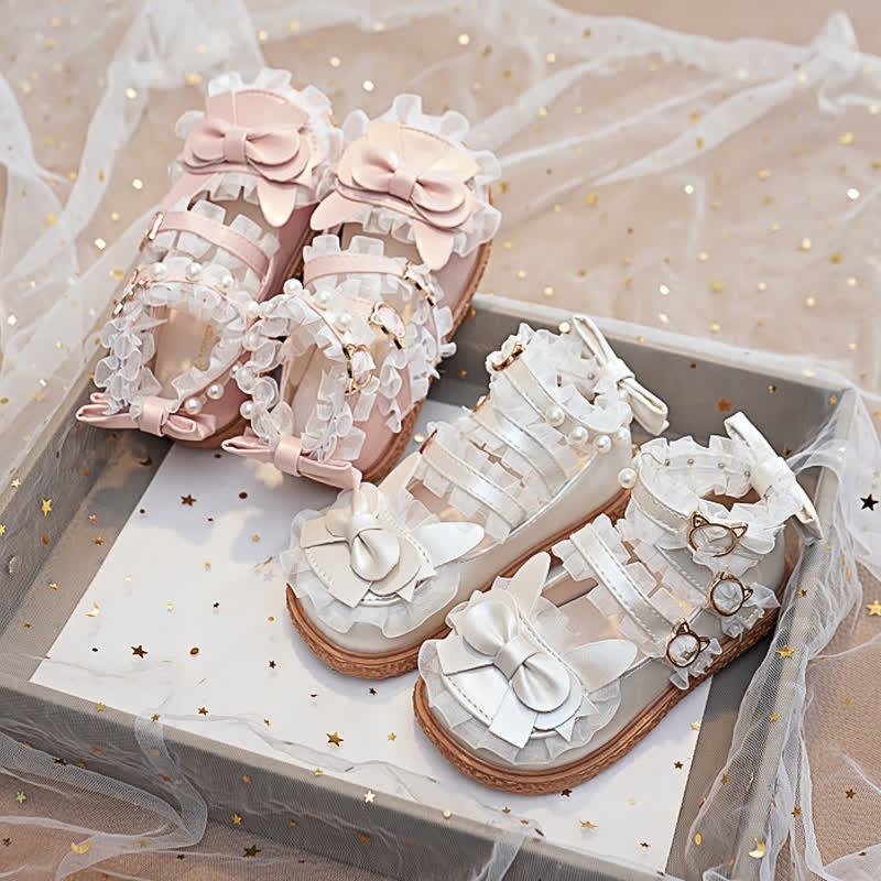 Solid Bow Pearl Open Toe Sandals - image 8