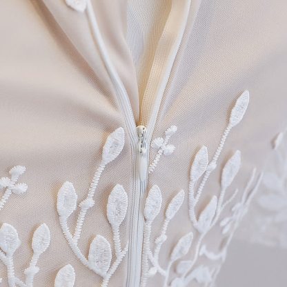 Mesh Embroidery Cap Sleeve Maxi Dresses - image 4