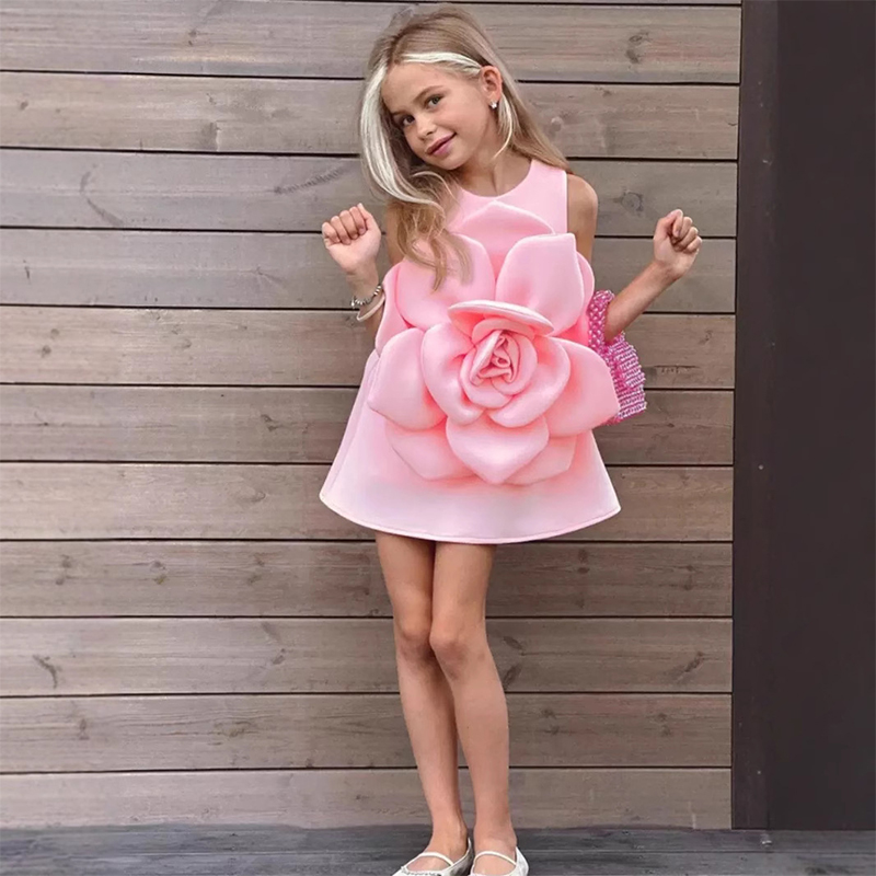 Scuba Knit Rosette Sleeveless Regular Dresses - image 2