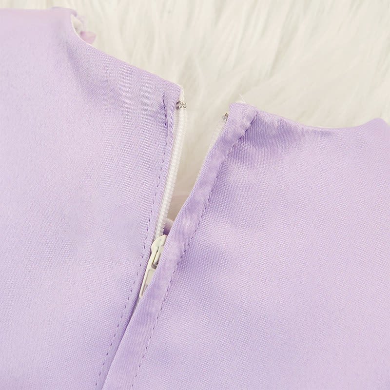 [Archive Sale] Satin & Mesh Bow Sleeveless Mid-long Dresses - image 4